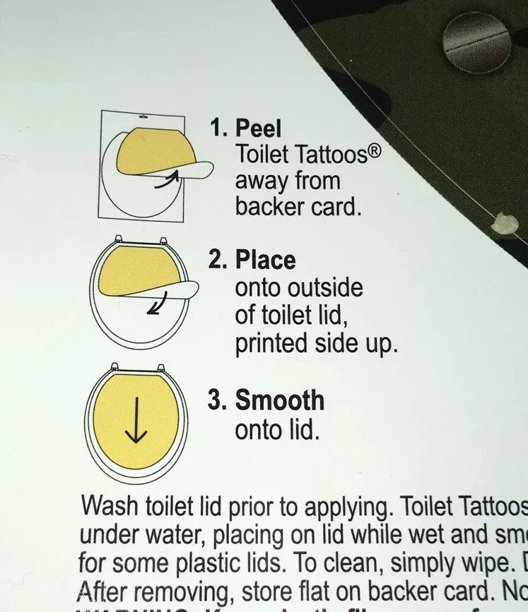 NEW Camo Toilet Seat Cling Tattoo Appliqué Decal 12” x 13.5” Round Green Hunter - Image 3 of 4