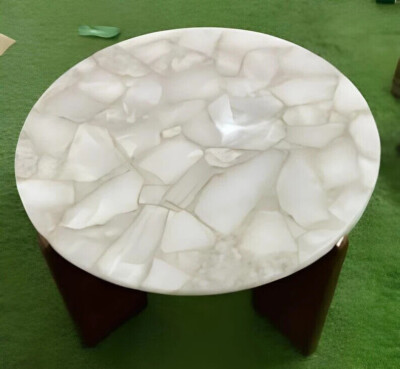 White Quartz Table top ,Quartz Stone Round Table, Quartz Side table, Agate Table