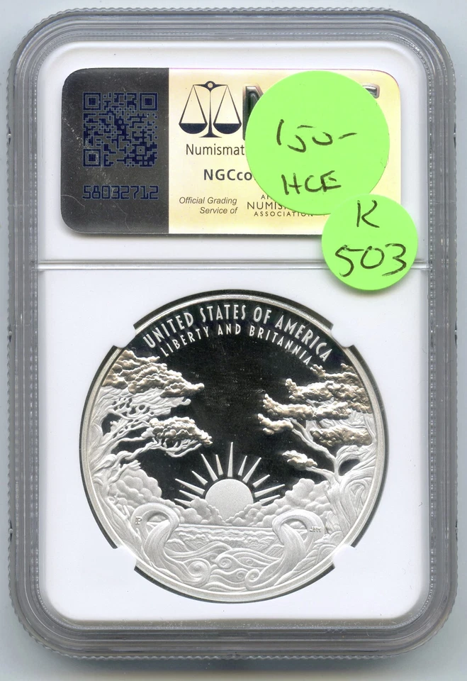 Medaglia D'Argento Britannia 1 Oz NGC PF 69 Ultra Cameo - K503 - Immagine 2 di 2