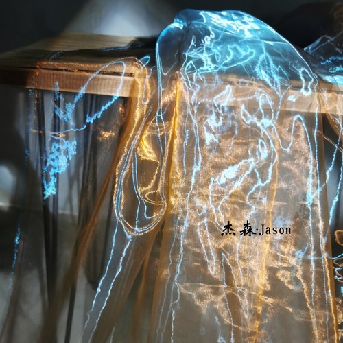1M Länge Gradient Laser Organza Designer Stoffe DIY Kleid Bekleidung Material