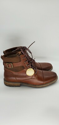 Arizona Mens Lautner Flat Heel Lace Up Boots Size 13 Cognac NIB 