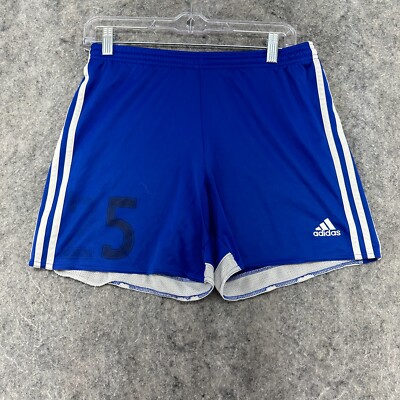 Adidas Shorts Boys Medium Blue White Stripe Logo Climacool Soccer Training 