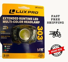 Lux-Pro 303 Lumen Extended Run-time Multi-color LED Headlamp V2 (Batteries Inc) 