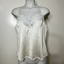 Vintage White Lace Lingerie Cami Chemise Dainty Tank Top Axiom Size large