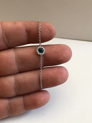  EVIL EYE BRACELET W/ LAB DIAMONDS / 925 STERLING SILVER   / 7'' PLUS 1'' EXTEN