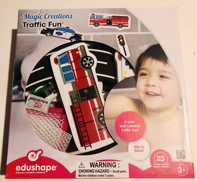 Edushape Magic Creations Traffic Fun Wet & Stick Bath Time Fun 23 Pieces