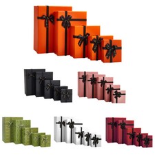 Set of 5 Gift Boxes with Lids Ribbon Bow Rectangle Gift Box Presents Wrapping UK