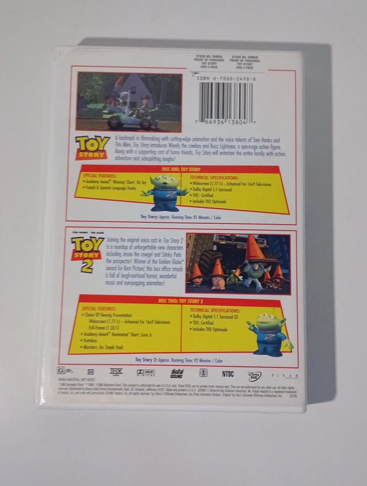 TOY STORY/TOY STORY 2 - REGION 1 DVD-2-DISC SET & E T EXTRA TERRESTRIAL 2 DISC - Image 3 of 4