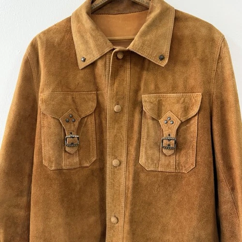 Vintage Brown Suede Leather Jacket Size 40 Western (RRL STYLE) Made In Hong Kong image 2