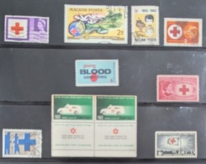 Lot of 9 Red Cross-Themed Stamps (Plus 1 Bonus Stamp); 5 unused /5 used