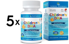 5 x Nordic Naturals Children's DHA, 250mg Strawberry - 90 (211,00 EUR/kg)