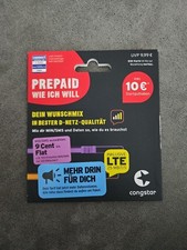 Congstar Prepaid Handy SIM Karte 10 Guthaben D1 Netz Telekom Xtra