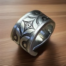 Vintage Spoon Ring Handmade Size 9 Up Cycled Gift Band Stainless Steel Wrap Band