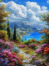 USZDL Landscape Diamond Art Kits for Adults,DIY Round Full Drill 5D Diamond Pain