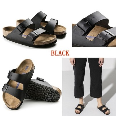 Birkenstock Arizona Birkibuc Soft Footbed Stone Mocha Black Blue Leather Sandals