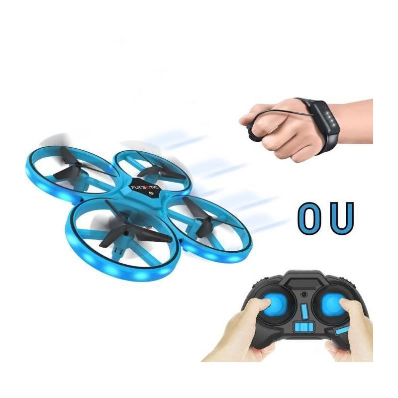FLASHING DRONE Flybotic avec LED lumineuses et double télécommande intuitive