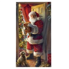 Christmas Door Cover - Santa Claus 35 X 70 Inch Holiday Banner for Party Decorat