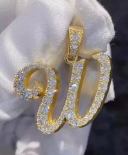 2Ct Round Cut Lab-Created Diamond Custom W Letter Pendant 14K Yellow Gold Plated