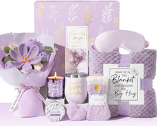 Luxury Spa Gift Basket for Women w/ Blanket Tumbler Candle Self Care Set Gift Bo