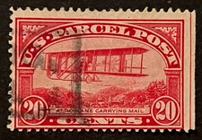 Travelstamps:1912-13 US Stamps Scott #Q8 Airplane 20 Cent Used NG parcel post