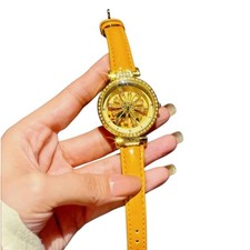 Women's Bohemian Rhinestone-Embedded Watch with Rotatable Starry Sky & Sunflower