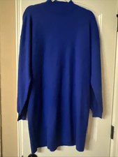 Vero Moda Beaucoup Blue Funnel Neck Sweater Dress M Knit Long Sleeve Soft