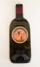 Golden Retriever Vineyard Slumped Wine Bottle Cheese Board Glass Tray Wall Decor