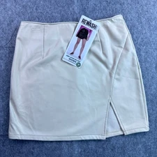 Rewash NWT Women's XS Cream Vegan Leather Mini Skirt 