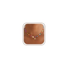 Initial Necklaces for Women Girls - Colorful Letter A Initial Necklace for Gi...