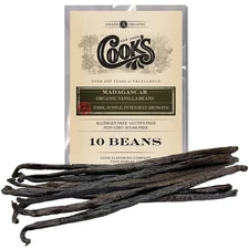 10 Organic Madagascar Whole Vanilla Beans, Grade A Pods, 10 Count (Pack of 1) 