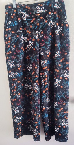 Jules & Leopold Women's Small Petite Black Floral Pants. NWOT. Stretch. Belted. - Picture 1 of 10