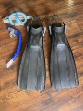 Cressi Pro Light Open Heel Scuba Dive Fins Mask  Snorkel All Used M-L