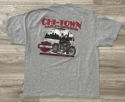 Vintage Y2K Harley-Davidson Chi-Town Tinley Park IL, Pocket 05  T-Shirt, Size XL