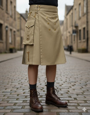 Men  s Khaki Utility Kilt   Modern Workwear Cargo Scottish Utility Kilts