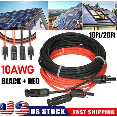 10FT/20FT Silicone Flexible Solar Panel Extension Cable for Solar Panel System