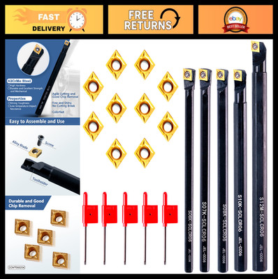15pcs Carbide Lathe Tool Set - Threading Bits, Boring Bars & Inserts CCMT060204