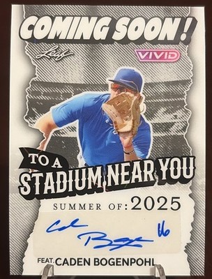 Caden Bogenpohl 2025 Leaf Vivid Coming Soon Cool True White Auto 5/5 Missou St