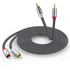 Image of RCA Cable 2 RCA to 2RCA Stereo Audio Cord Gold Plated Premium Sound Quality Plug