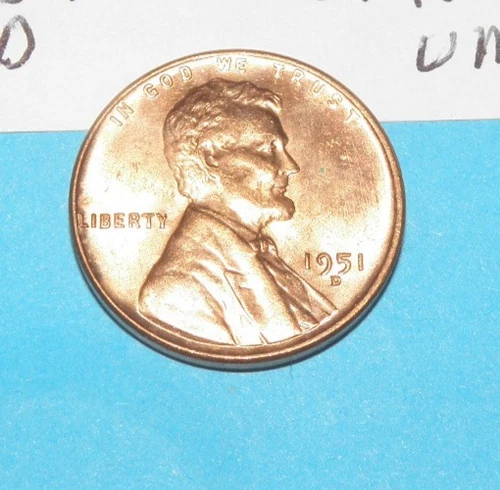 1951 D       LINCOLN WHEAT CENT   CHOICE RED UNCIRCULATED  #1