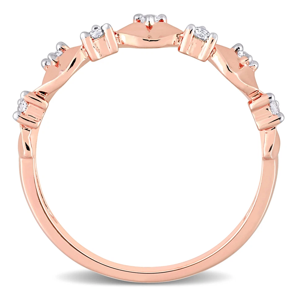 Anillo de moda de topacio blanco TGW de plata de ley enchapado en rosa Amour de 1/5 quilates Foto 4 de 4