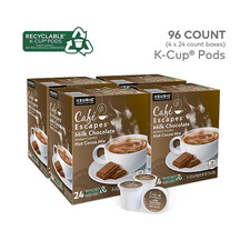 Cafe Escapes Milk Chocolate Hot Cocoa, Single-Serve Keurig K-Cup Pods, 96 Count