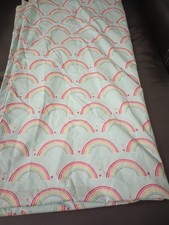 Pottery Barn Kids Organic Blue Rainbow Pattern Duvet Hearts Cover Full/Queen