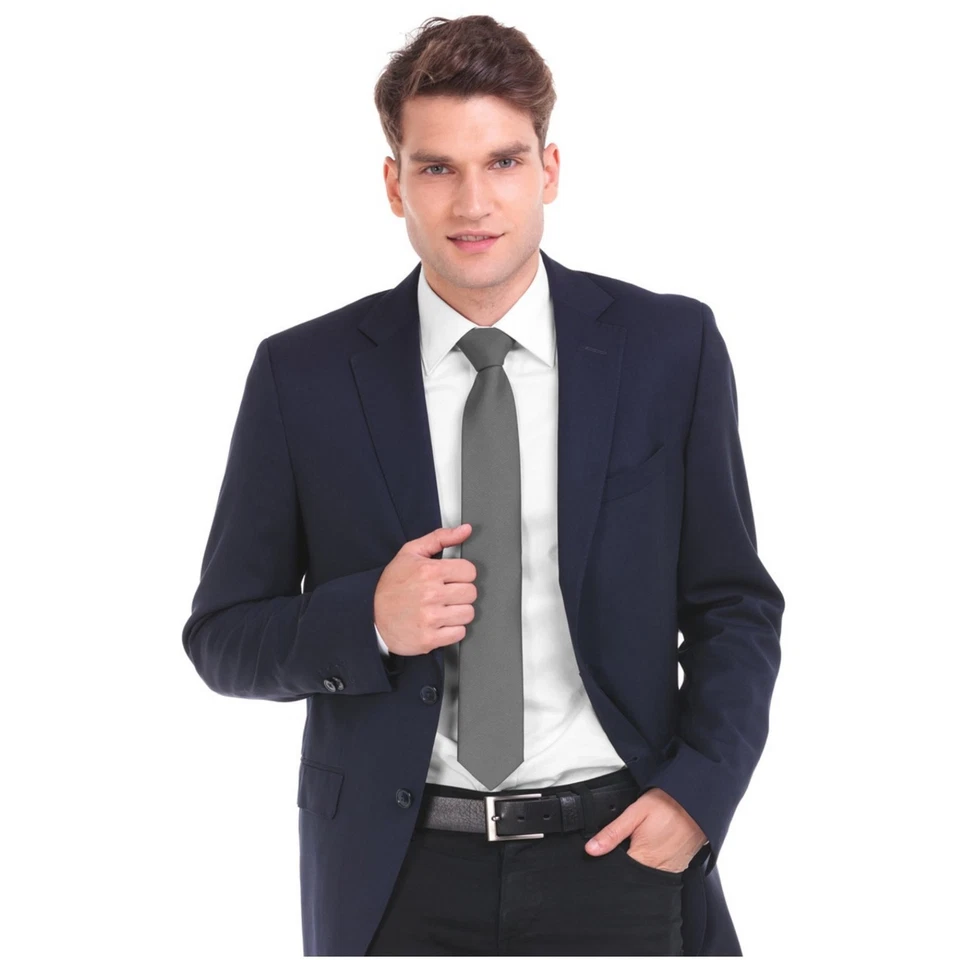 Men's Solid Color Microfiber Poly Woven 3.25 Inch Wide And 57 Inch Long Necktie - Image 4 of 4