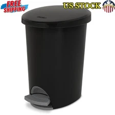 Hands Free Step On Oval Trash Can Bathroom Bedroom Office Waste Disposal Plastic