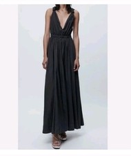 Zara Long Nylon Dress Twist Back Net Size XS