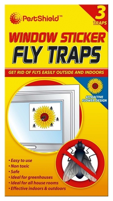 Pestshield Pack Of 3 Non Toxic Easy to Use Flower Shape Window Fly Stickers