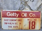 Vintage Getty Oil Co Painted Aluminum Well Lease Sign