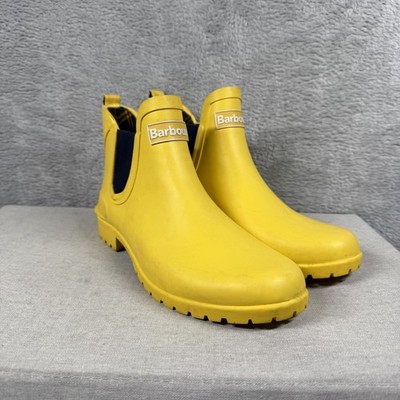 Barbour Boots Shoes Womens Size 8 Yellow Waterproof Chelsea Rain Outdoor Rubber