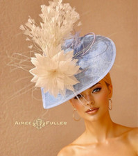 Kentucky Derby Fascinator Soft Cornflower Blue Hat Cream Del Mar Race Fascinator
