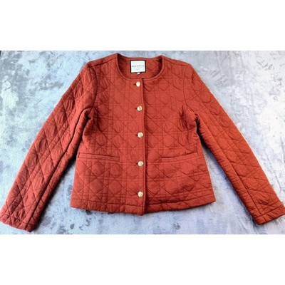 Bagatelle Quilted Rust Colored Jacket with Gold Buttons, Size - Medium
